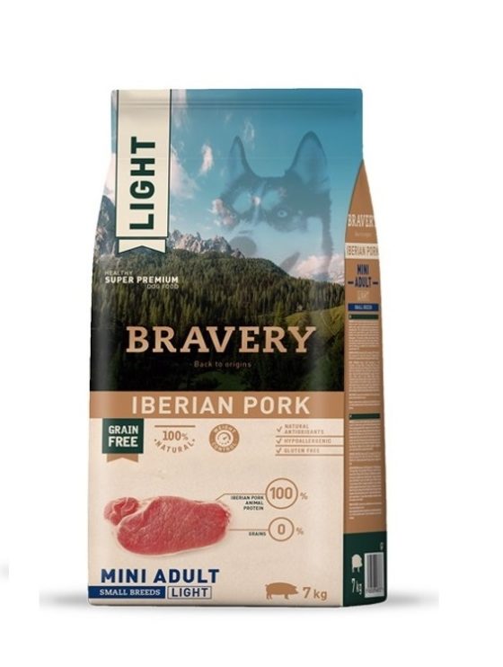 Bravery Mini Adult Grain Free Light Iberian Pork 7 kg y 2 kg