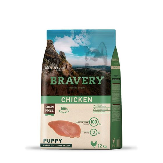 Bravery Puppy Large & Medium Pollo Grain Free 12 kg