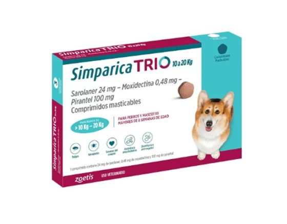 Simparica Trio 10-20kg 1 Compr y 3 Compr