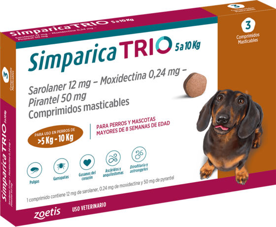 Simparica Trio 5-10kg 1 Compr y 3 Compr