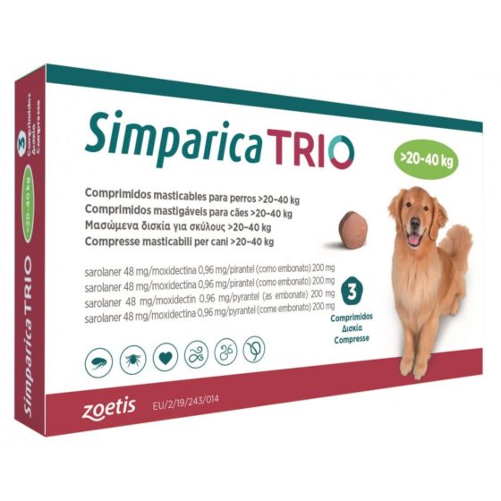 Simparica Trio 20-40kg  1 Compr y 3 Compr